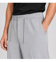 Erkek Gri Relax Fit Bağcıklı Baggy Pantolon