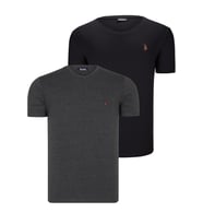 İKİLİ SET T8568 DEWBERRY V YAKA ERKEK T-SHIRT-ANTRASİT-SİYAH