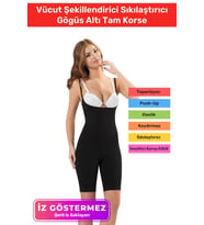 İz Göstermeyen Kaymaz Toparlayıcı Destekli Vücut Şekillendirici Sıkılaştırıcı Gögüs Altı Tam Korse (Siyah)