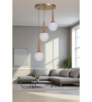 IŞIL 3 LÜ TEPSİLİ NATUREL BEYAZ CAMLI SARKIT