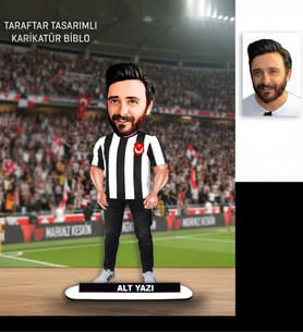 Kişiye Özel Karikatür Siyah Beyaz  Erkek Taraftar Tasarımlı  Biblo