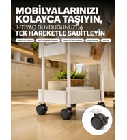 4’Lü Kilitli Tekerlek Ayak 4 Cm Sessiz Ve Dayanıklı