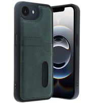 iPhone 16E Kılıf Sara Kartvizitli Deri Kılıf - Koyu Yeşil