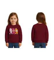 Unisex Labubu Baskılı Çocuk Swaetshirt 3 İplik Şardonlu (Bordo)