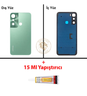 Infinix Hot 12 Pro Yeşil Uyumlu Arka Kapak + B7000 Yapıştırıcı Arka Cam Batarya Pil Kapağı