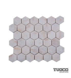 2’’ Hexagon Golden Eskitme Mermer Mozaik