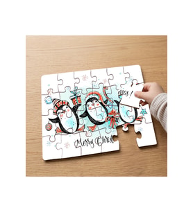Christmas Penguenleri Tasarımlı 24 Parça Ahşap Çocuk Puzzle MPK0839