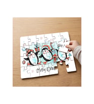 Christmas Penguenleri Tasarımlı 24 Parça Ahşap Çocuk Puzzle MPK0839