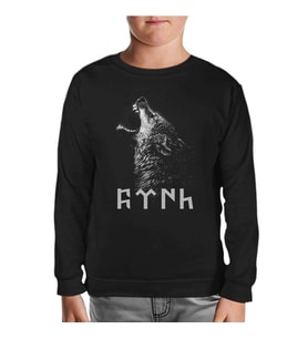 Türk Kurt Siyah Çocuk Sweatshirt
