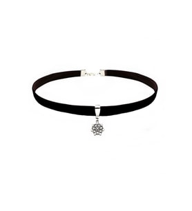 Siyah Kadife Kar Tanesi Kadın Choker Tasma Kolye (Beyaz)