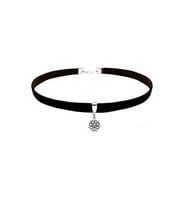 Siyah Kadife Kar Tanesi Kadın Choker Tasma Kolye (Beyaz)