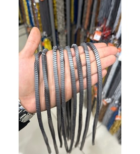 Hematit Taşı Dalgalı Rondela Kesim Mat Gri 6x3mm Doğal Taş Dizi