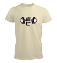Dumbell kaslı yumruk fitness motivasyon  Krem Erkek Tişört