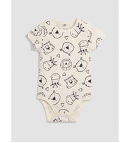 LCW baby Ekru Bisiklet Yaka Erkek Bebek Çıtçıtlı Body
