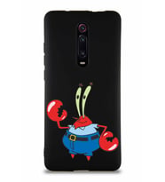Xiaomi Redmi K20 Soft Premier Kapak Bay Yengeç Tasarımlı Silikon Kılıf - Siyah (Şeffaf)