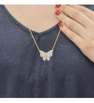 Kelebek 18K Altın Kaplama Kolye (Karışık)