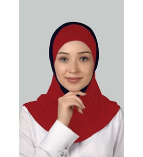 Çift Renkli Hazır Türban Pratik Eşarp Tesettür Hijab (Lacivert)