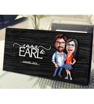 BK Gift Kişiye Özel Sevgililer Karikatürlü Kabartma Figürlü Ahşap Tablo, Duvar Dekoru, Arkadaşa Hediye, Özel Tasarım Ev Hediyesi-105 (Siyah)