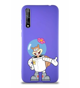 Huawei P Smart S Soft Premier Kapak Sandy Tasarımlı Silikon Kılıf - Mor (Şeffaf)