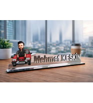 Kişiye Özel Tofaş Erkek Karikatürlü 30 cm Ayna Pleksi Masaüstü İsimlik - Yeni Araba Hediyesi Galericiye ve Araba Tutkununa Hediye