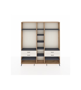 Arges Dolap 11 Raflı 4 Çekmeceli 2 Askılı 220x30x243 Çam-Antrasit/Aytaşı