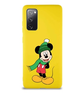 Samsung Galaxy S20 FE Soft Premier Kapak Mickey Mouse-G Tasarımlı Silikon Kılıf - Sarı (Şeffaf)