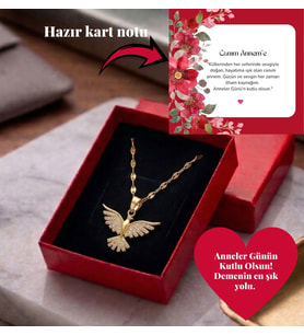 Anneler Günü Hediyesi Gold Anka Kuşu Çelik Kolye - Özel Kutulu ve Hazır Kart Notlu (Altın)