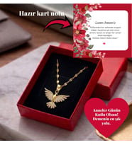 Anneler Günü Hediyesi Gold Anka Kuşu Çelik Kolye - Özel Kutulu ve Hazır Kart Notlu (Altın)