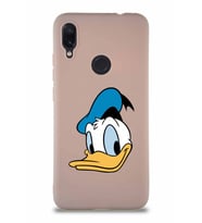 Xiaomi Redmi Note 7 Soft Premier Kapak Donald Duck-B Tasarımlı Silikon Kılıf - Pudra (Şeffaf)
