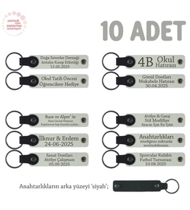 Turnuvalar İçin Üzerine İsim Ve Özel Mesaj Yazılabilen, 10'lu Anahtarlık Set, Beyaz & Siyah