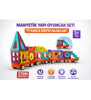 71 Parça Manyetik Yapı Oyuncak Seti Magnetik Tren Blok İnşa Oyunu