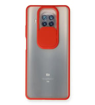 Newface Xiaomi Mi 10T Lite Kılıf Palm Buzlu Kamera Sürgülü Silikon - Kırmızı