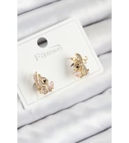 Pirinç Zirkon Taşlı Ceylan Model Gold Renk Çocuk Küpe