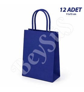 11x15 cm Hediyelik Kağıt Çanta Lacivert 12 Adet