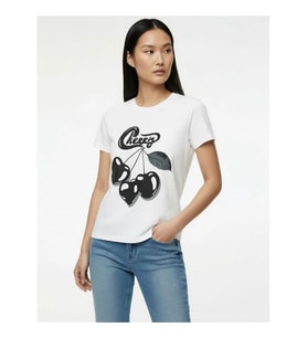 Koton Kiraz Baskılı Ekru Kadın T-Shirt 6SAL10075IK