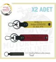 Motor Severlere Özel Hediye, İsim Plaka, B Rh (-) Kan Grubu Yazılı 2'li Anahtarlık, Kırmızı-Sarı-Ysl (Çok Renkli)