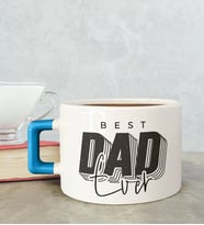 BK Gift Kişiye Özel Babalar Günü Tasarımlı Mavi Kulplu Çay & Kahve Fincanı-3, Babaya Hediye, Babalar Günü Hediyesi