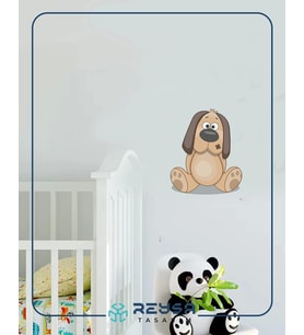Oturan Sevimli Köpek Sticker Duvar Sticker 25x15 CM