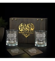 İsme Özel Piremium Viski Seti – Ahşap Kutulu Viski Bardağı Özel Tasarım Hediye Seti