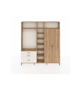 Arges Dolap 10 Raflı 3 Çekmeceli 2 Askılı 220x30x243 Çam-Çam/Aytaşı