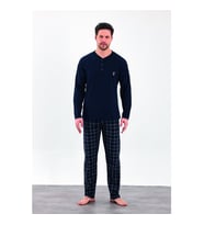 Estiva %100 Pamuk İki İplik Uzun Kol Erkek Pijama Takım (Lacivert)