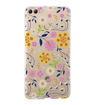 Huawei Y9 2018 Uyumlu Kapak Flowers Tasarımlı Şeffaf Silikon Kılıf