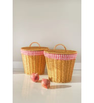 Lorraine - 2 li Rattan İç Korumalı Kapaklı Çok Amaçlı Patates ve Soğan Sepeti