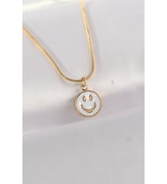 316L Çelik Zincir Renk Mermer Desenli Minimal Smile Kolye TJ-BKO8672