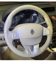 DİKİŞLİ DİREKSİYON KILIFI TAM RENK ÖZEL BEJ DERİ GRİ DİKİŞLİ RENO FLUENCE İÇİN