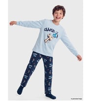 LCW Kids Mavi Bisiklet Yaka Erkek Çocuk Pijama Takım
