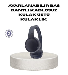 Bluetooth 5.0 Siyah Kablosuz Kulaklık 18 Saat Batarya Katlanabilir Tasarım