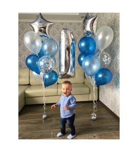 Gümüş 1 Rakam Folyo Balon Seti M406