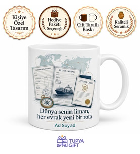 Dış Ticaret Öğrencisine İthalat İhracat Evrakları Küresel Kupa Bardak Hediye
