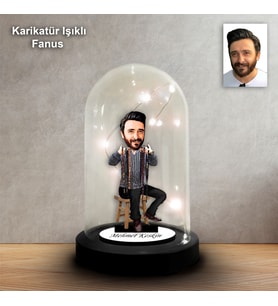Kişiye Özel Tesbih Ustası Tasarımlı Işıklı Karikatür Fanus Biblo - Ustalara Özel Hediye